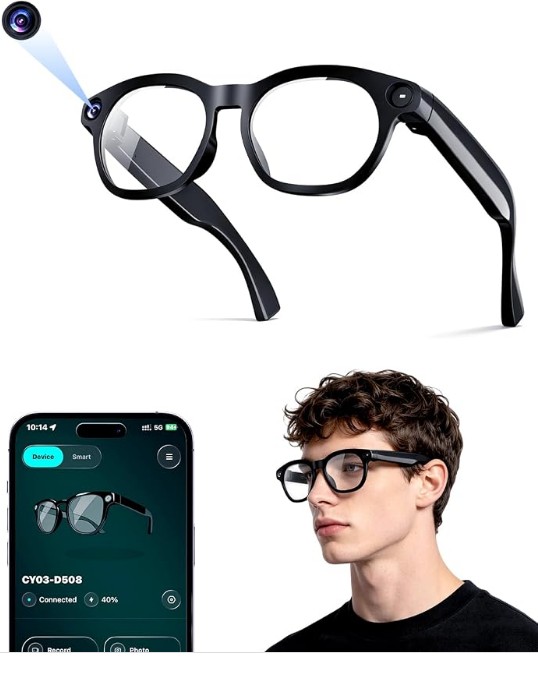 AI Smart Glasses with 4K HD Camera for Vlogging, Meetings, Travel
